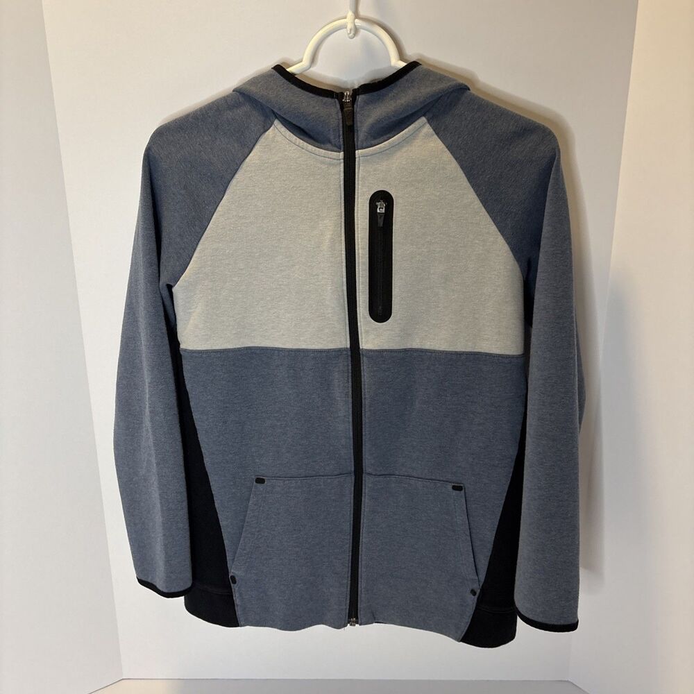 Old Navy Active Boys Blue Gray Zip-Up Long-Sleeve Hoodie Jacket Size XL 14-16
